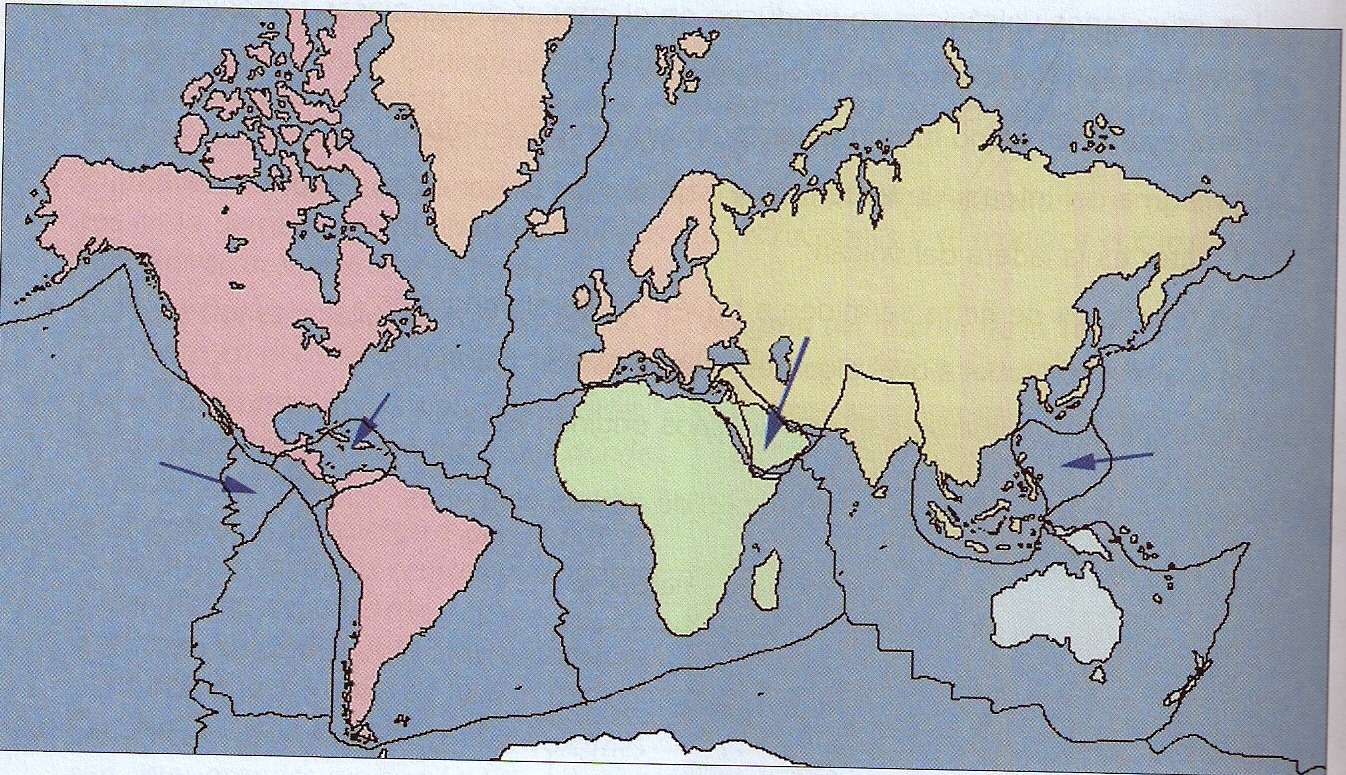 placas litosfericas mapa mudo Juegos de Geografía | Juego de Indica sobre el mapa las placas 