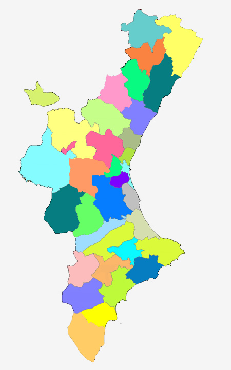 mapa mudo de las comarcas de la comunidad valenciana Juegos de Geografía | Juego de Comarques Comunitat Valenciana 