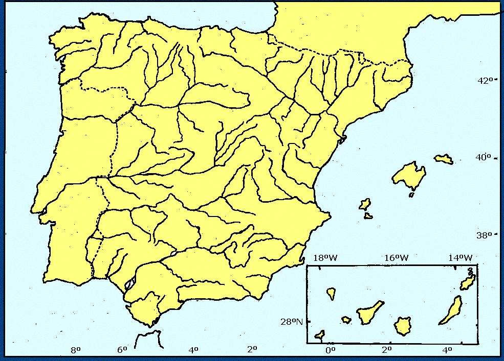 mapa fisico mudo españa rios Juegos de Geografía | Juego de Mapa Mudo: Ríos de España | Cerebriti