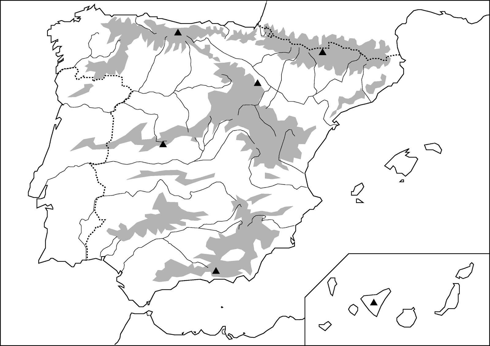 Juegos de Geografía | Juego de Mapa físico de España (relieve de ...